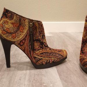 Women's Hi-Heeled Multi-Color Fabric Boots